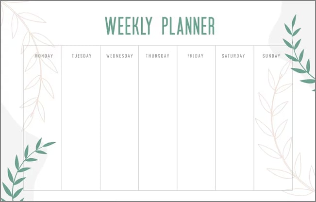 weekly planner layout