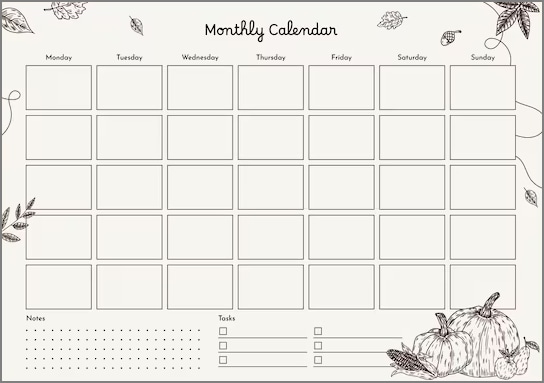 planner for a month template