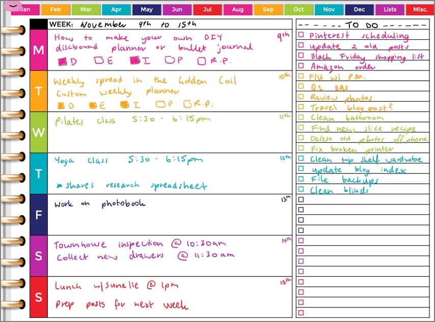 color coded planners