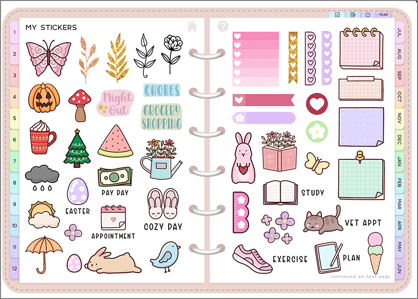 stickers on pdf templates