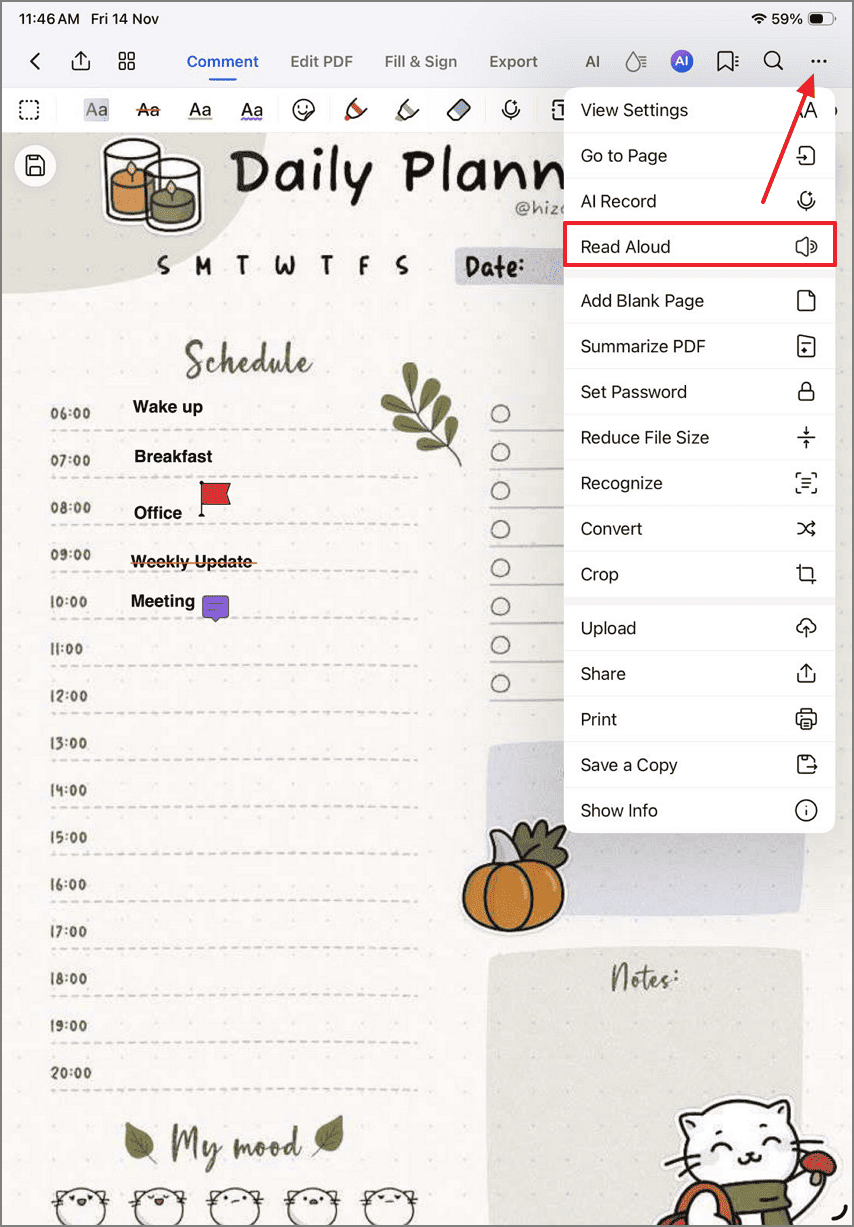 use read aloud feature pdfelement