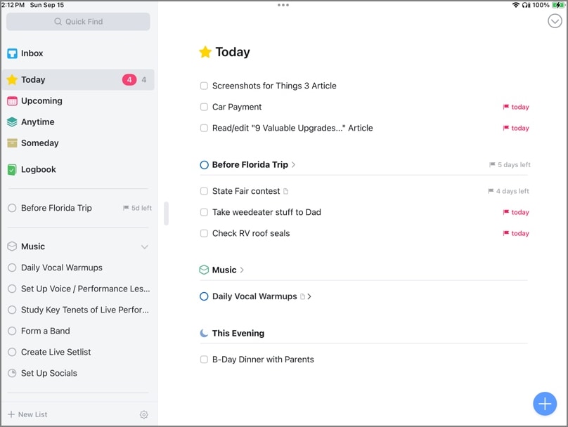 things ipad planner app