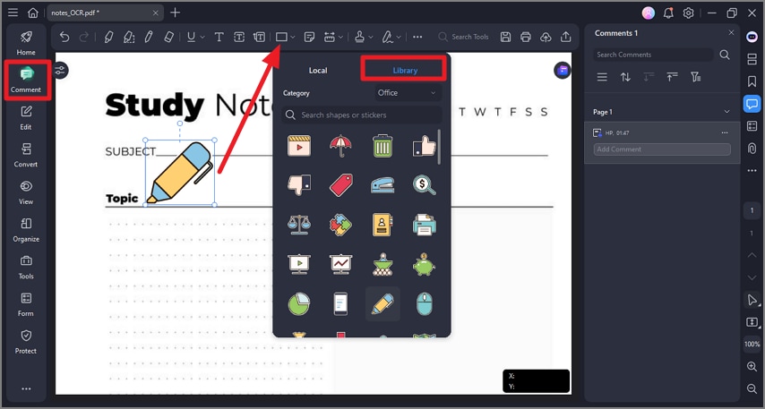 add stickers to notes