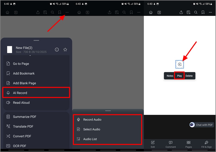 access pdfelement ai record function