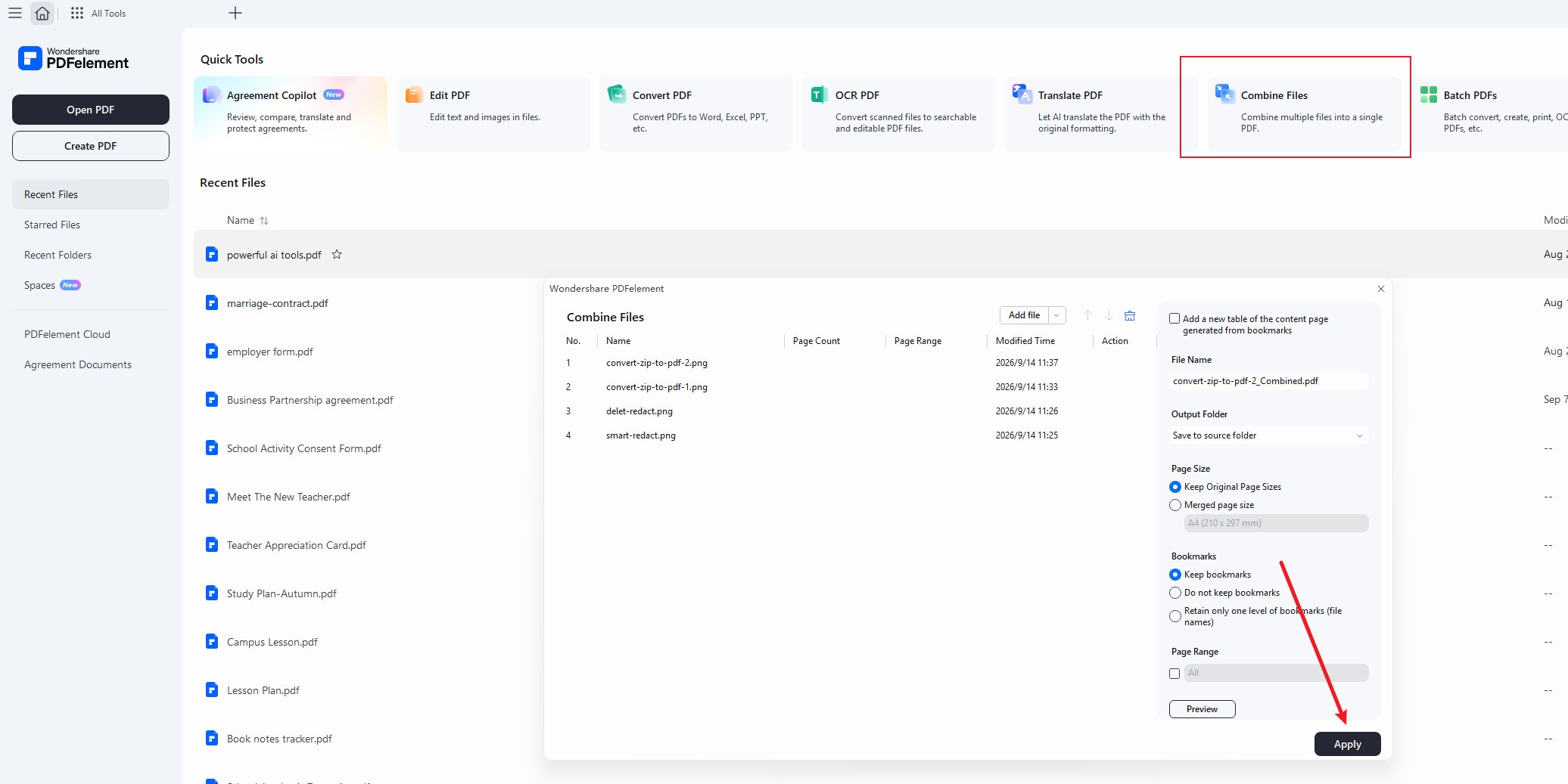 combine zipped files to pdf