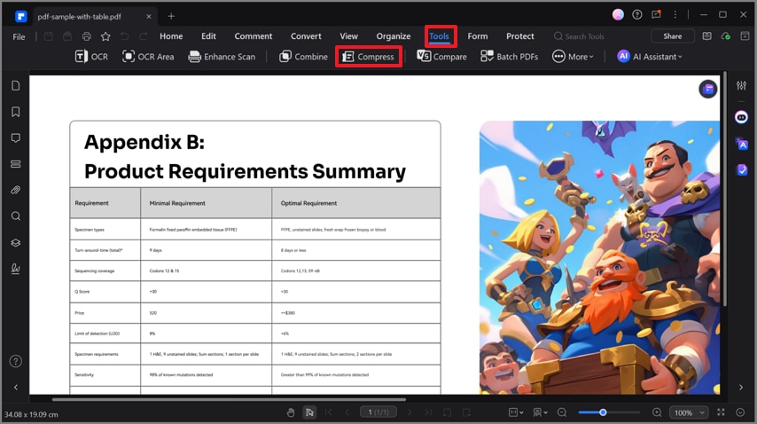 choose tools tab compress option