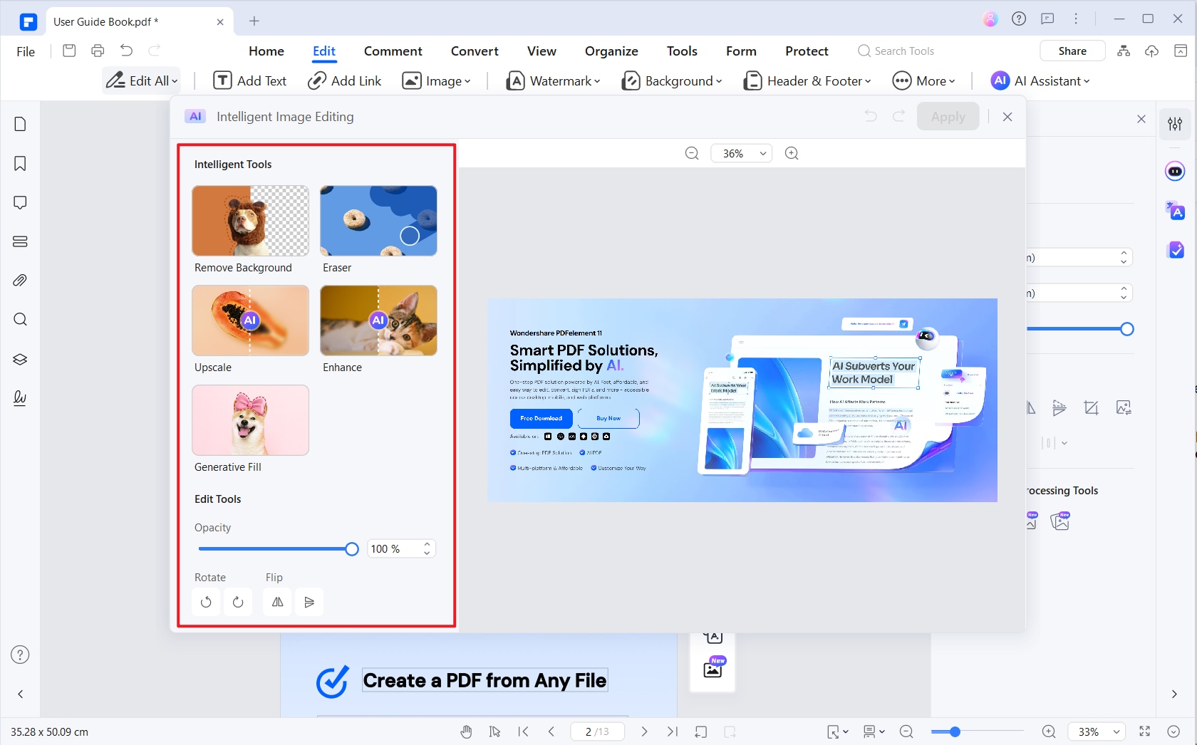 intelligent image editing on PDF