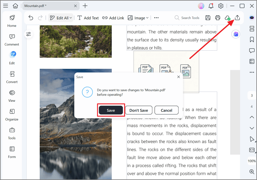save PDF after PNG placement
