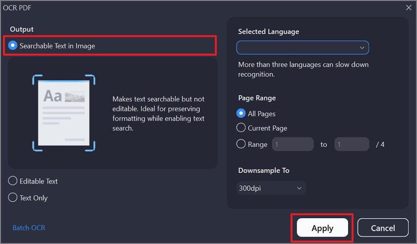 apply ocr in pdf