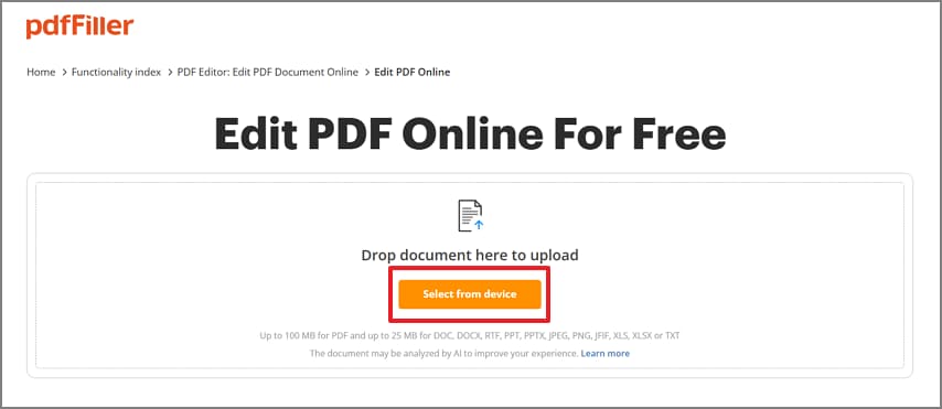upload pdf in pdffiller