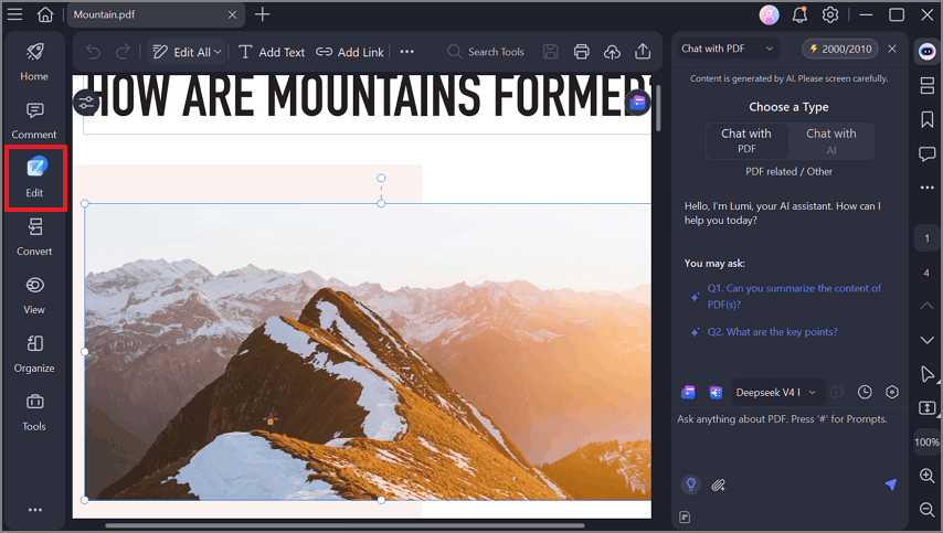 choose edit in pdfelement