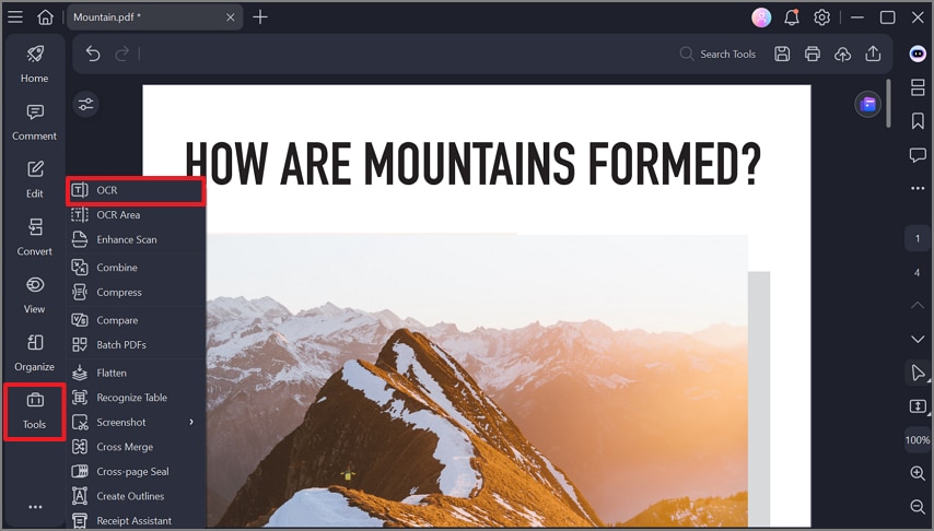 choose ocr in pdfelement