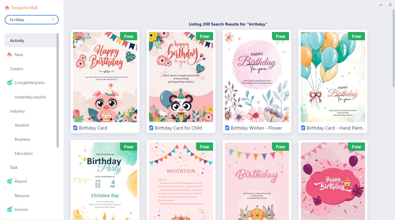 choose birthday card