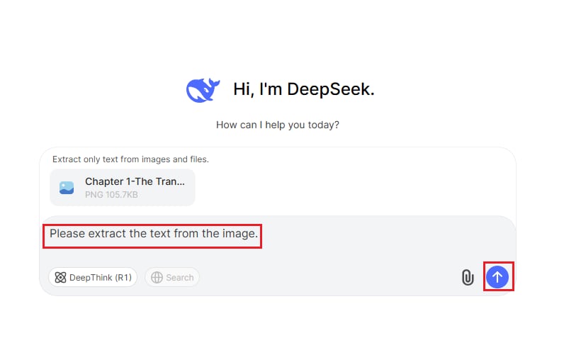 enter the prompt in deepseek to run ocr