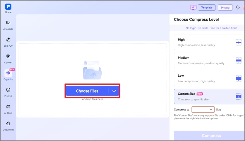 tap on choose files