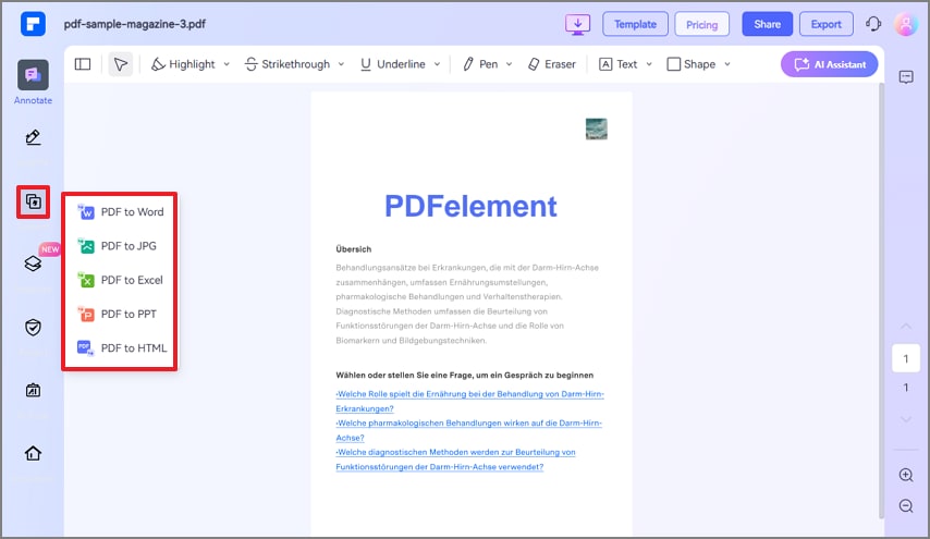 choose convert feature