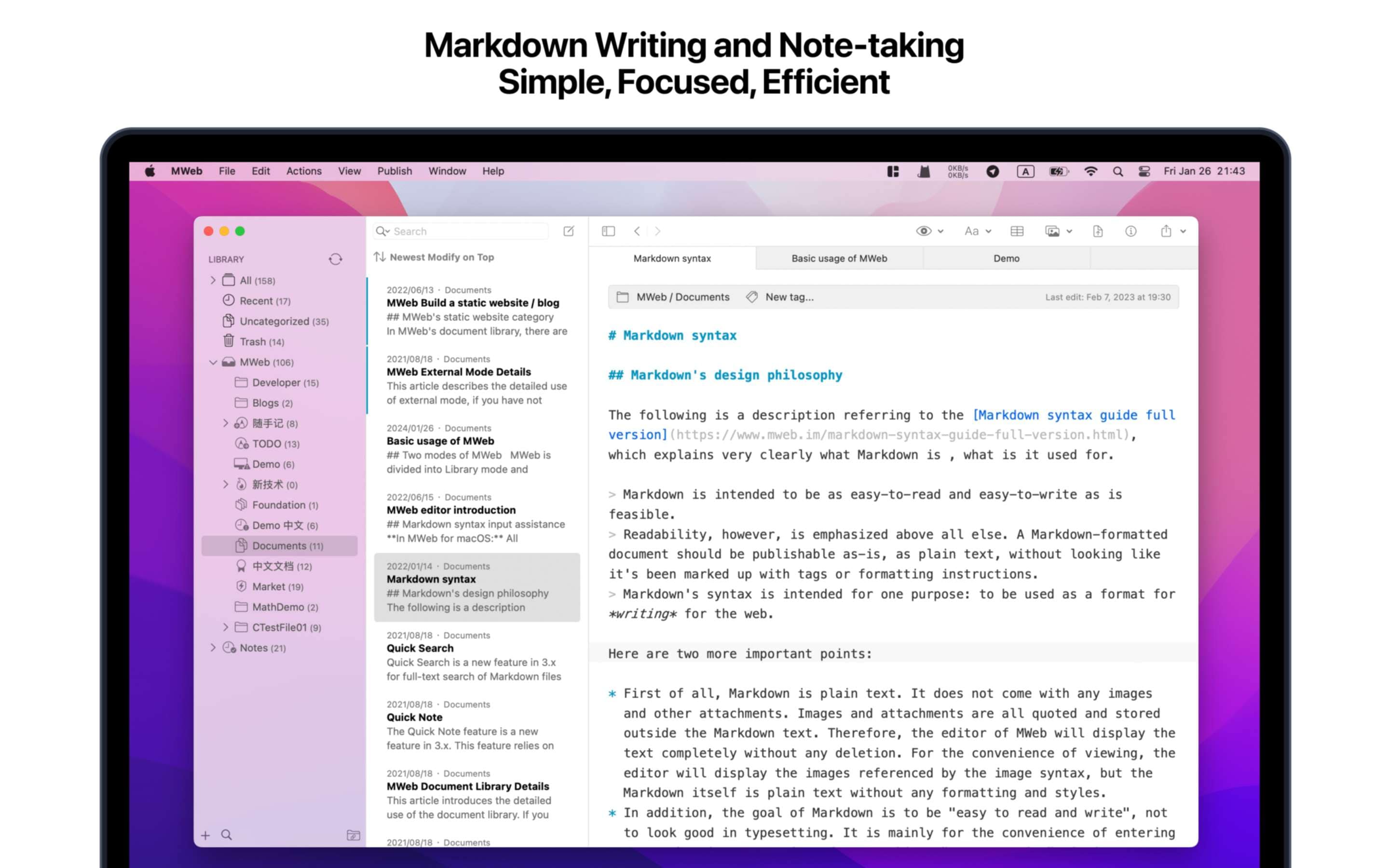 mweb pro markdown editor user interface