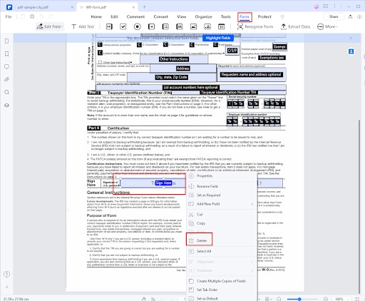 pdfelement delete signature fields