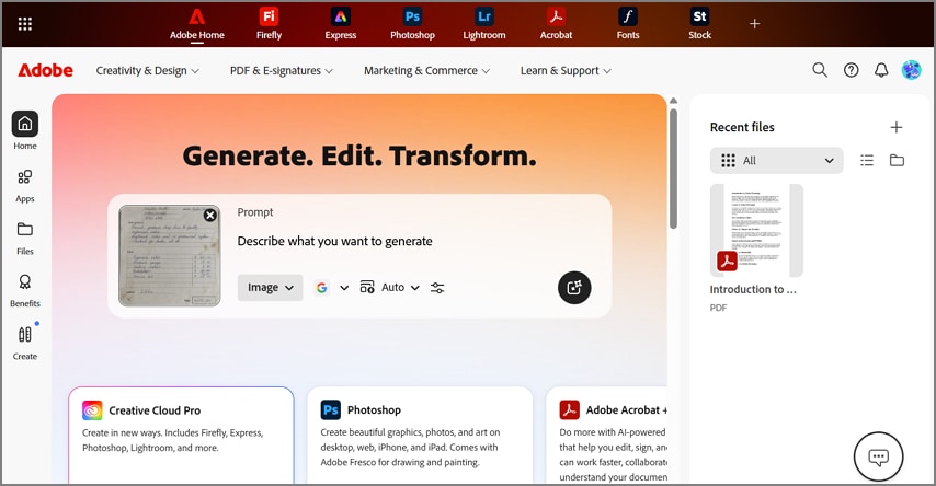 upload handwritten document on adobe scan