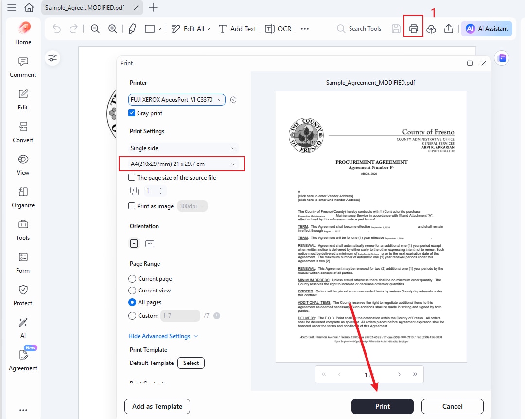 printing on pdfelement software