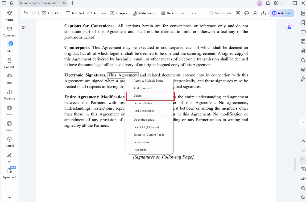 delete hyperlink in PDF