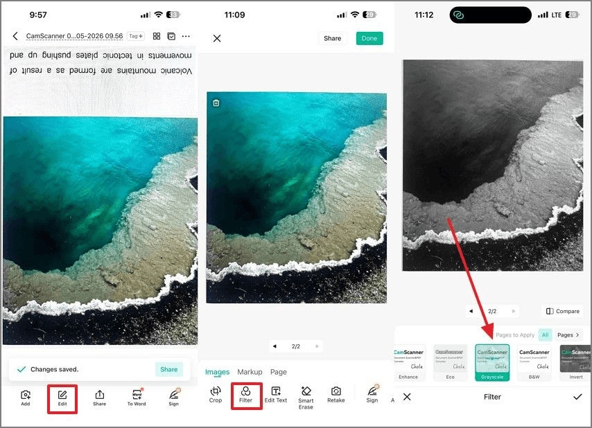 apply filters to enhance pdf pages
