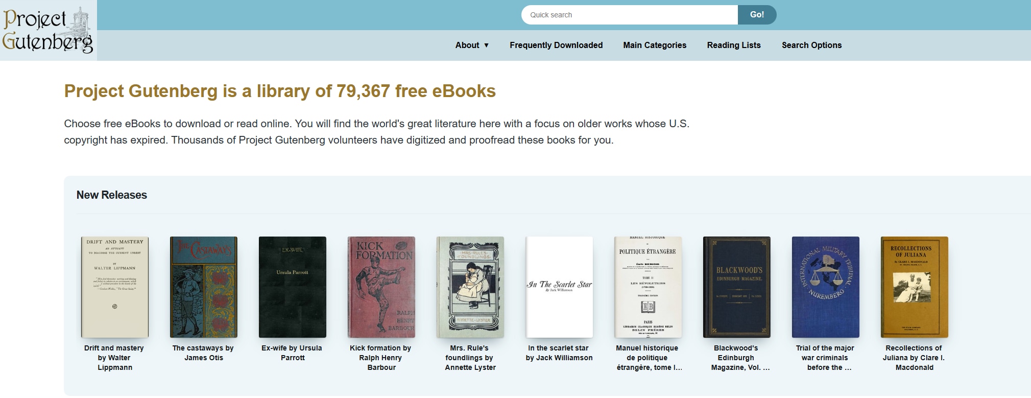 project gutenberg free online textbook