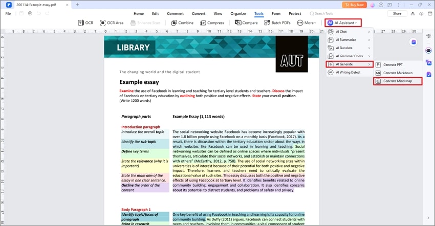 ai assistant generate mind map pdfelement