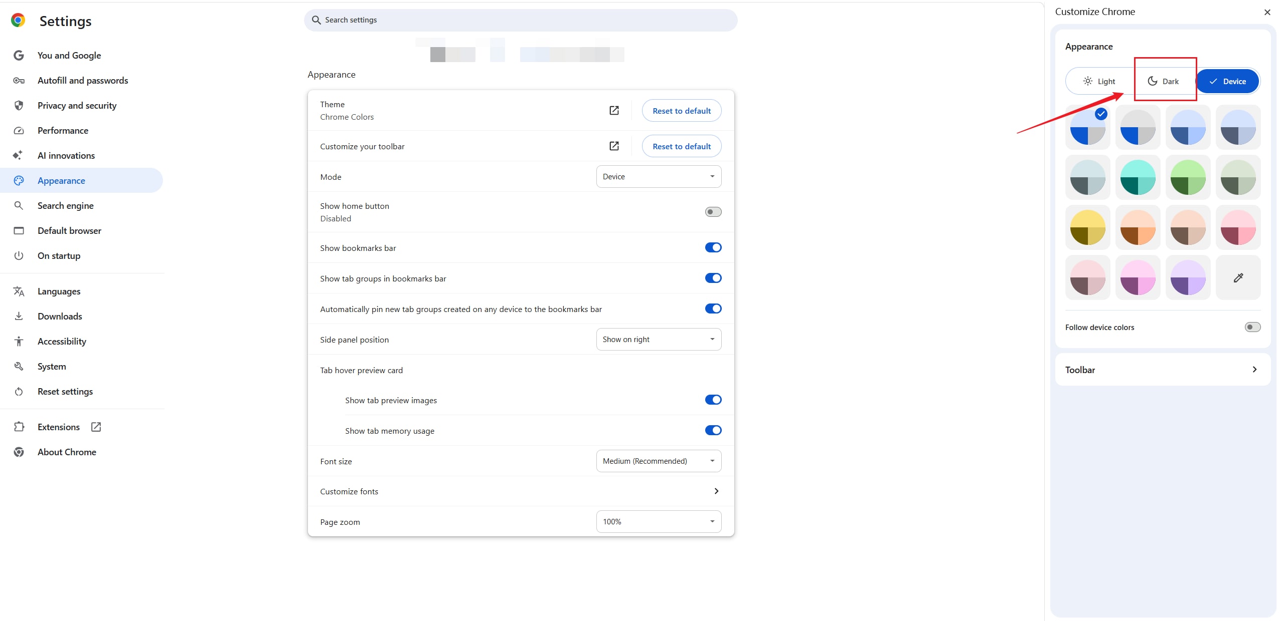 pdf dark mode chrome theme