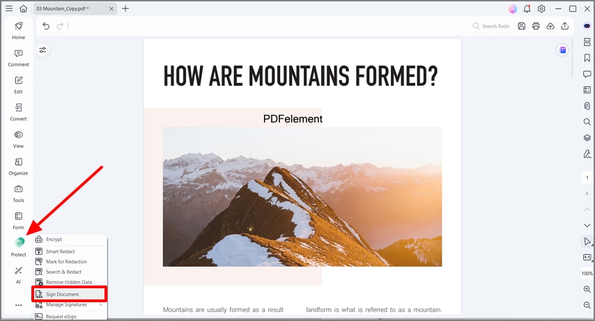 locate sign document tool