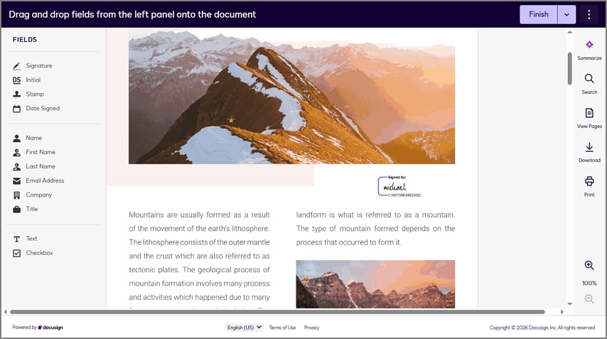 docusign pdf signature document