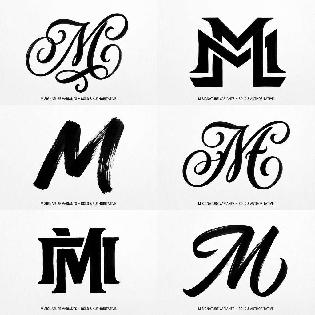 Bold initial-based M signature examples