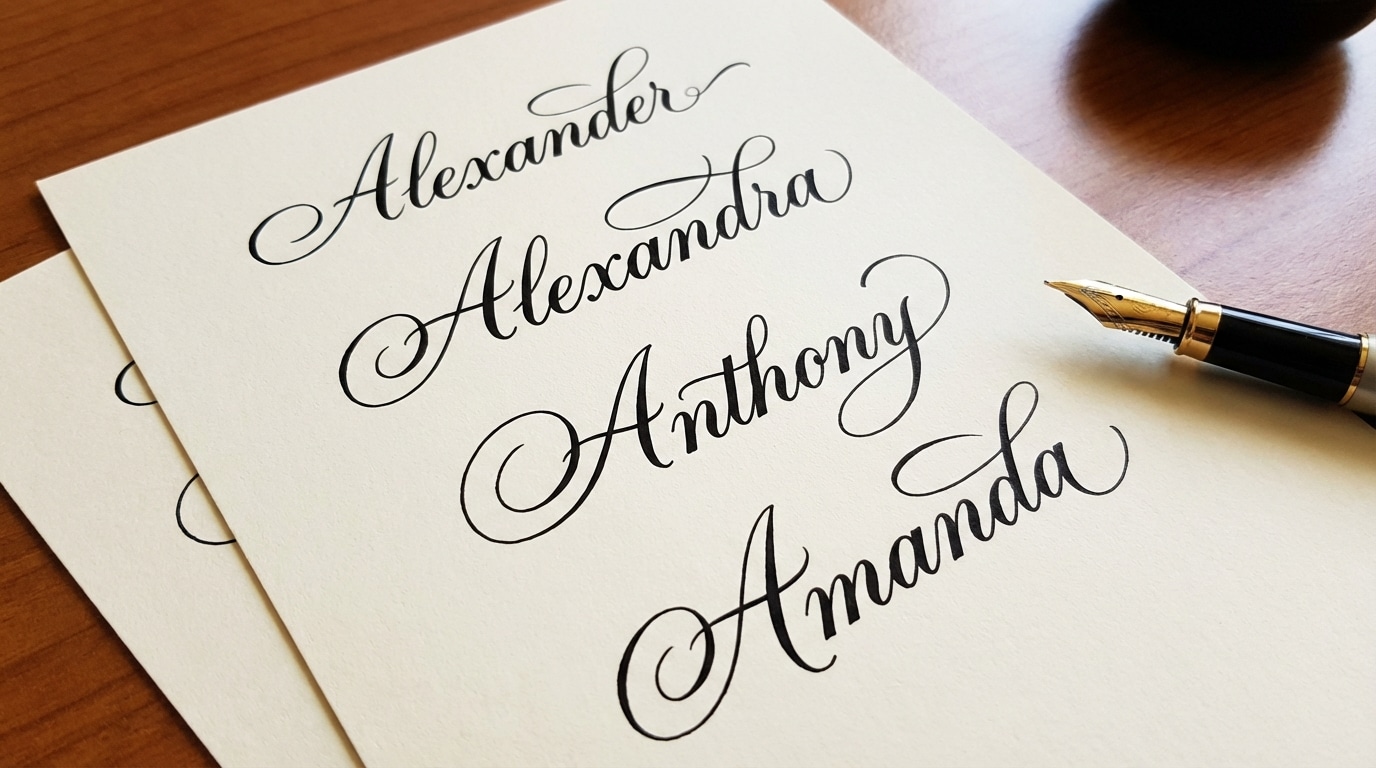 Elegant script signature styles for names starting with A