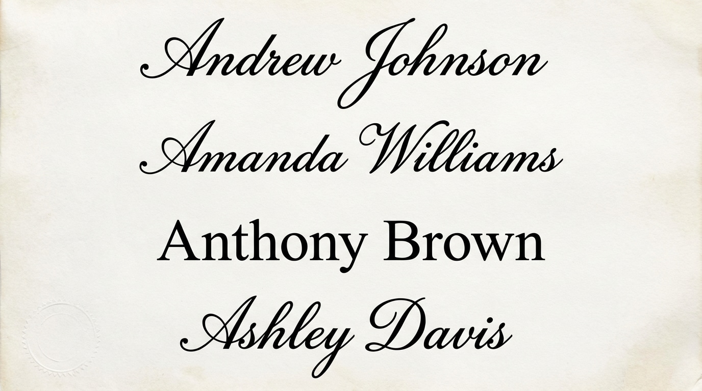 Full-name signature examples for names starting with A