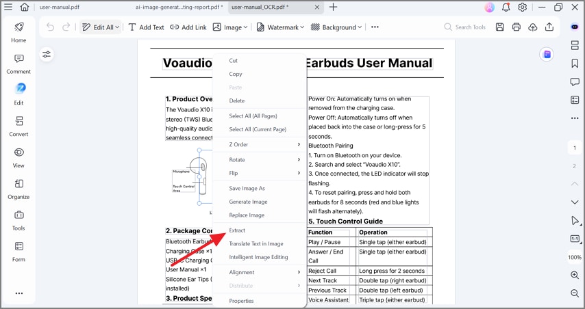 click extract option