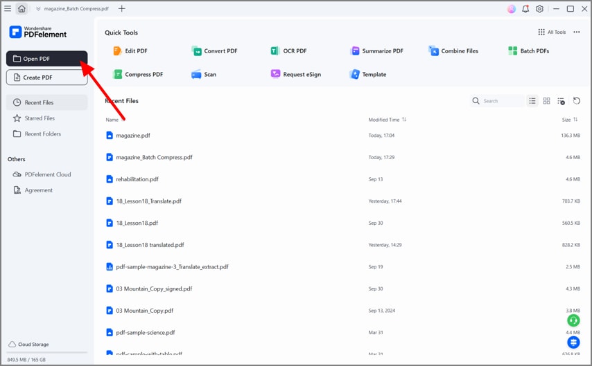 launch pdfelement open pdf