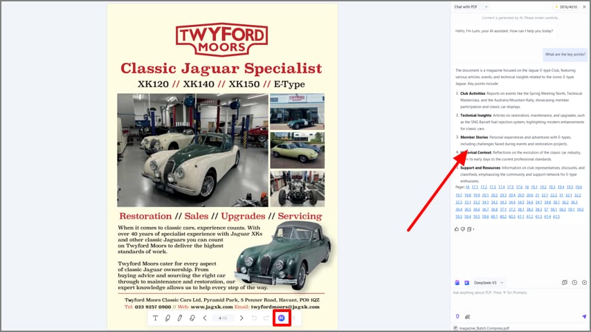 generate summary ai read mode