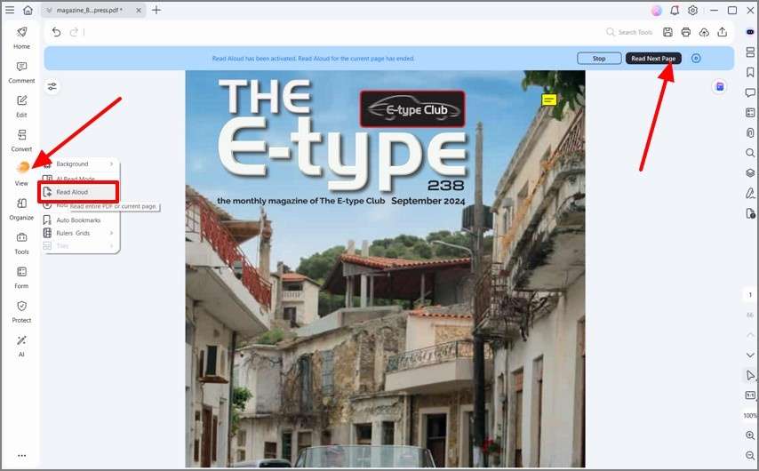 free pdf magazine read aloud function