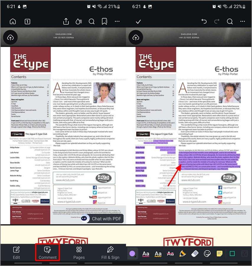 highlight magazine text pdfelement app