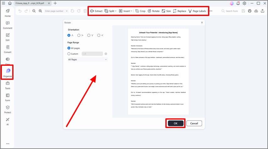 organize scanned pdf pages