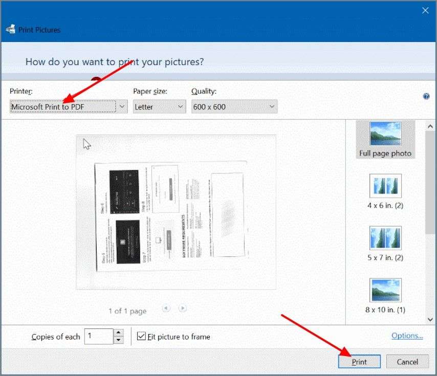 microsoft print to pdf option
