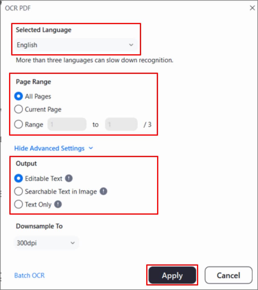 adjust and set ocr functions