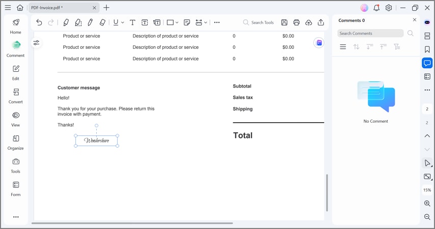 integrating short sign in pdfelement