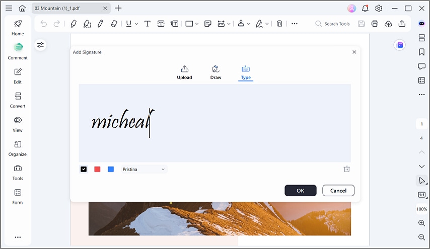 type signature method pdf