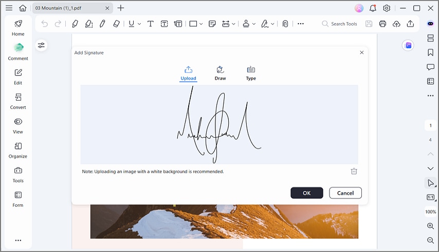 pdfelement upload signature image