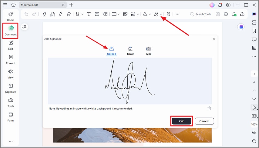 upload your signature file pdf