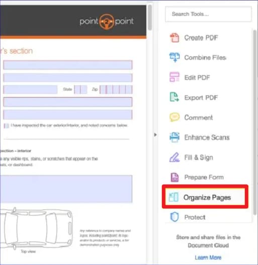 organize pages adobe