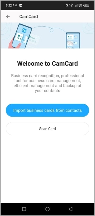 camcard user interface