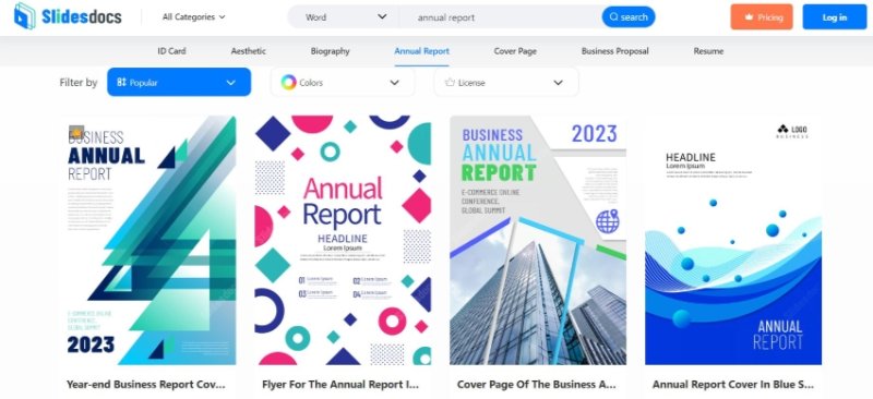 slidedocs annual report word templates