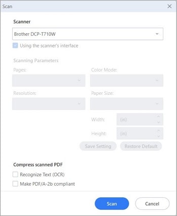 scanning a card to create pdf